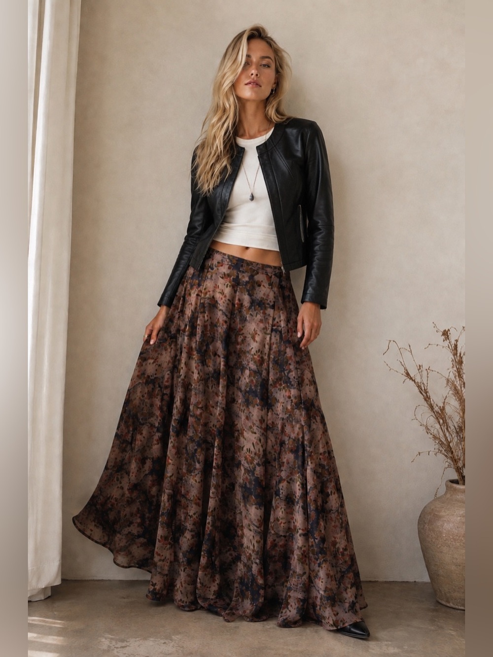 Zara Basic Black Lamb Leather Cropped Jacket Size S